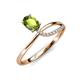 3 - Naysa Bold 1.02 ctw Peridot Oval Shape (7x5 mm) & Side Natural Diamond Round (1.30 mm) Promise Ring 
