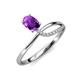 3 - Naysa Bold 0.84 ctw Amethyst Oval Shape (7x5 mm) & Side Natural Diamond Round (1.30 mm) Promise Ring 