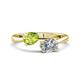 1 - Afra 1.60 ctw Peridot Pear Shape (7x5 mm) & IGI Certified Lab Grown Diamond Oval Shape (7x5 mm) Toi Et Moi Engagement Ring 