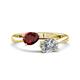 1 - Afra 1.70 ctw Red Garnet Pear Shape (7x5 mm) & IGI Certified Lab Grown Diamond Oval Shape (7x5 mm) Toi Et Moi Engagement Ring 