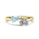 1 - Afra 1.40 ctw Aquamarine Pear Shape (7x5 mm) & IGI Certified Lab Grown Diamond Oval Shape (7x5 mm) Toi Et Moi Engagement Ring 