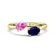 1 - Afra 1.80 ctw Pink Sapphire Pear Shape (7x5 mm) & Blue Sapphire Oval Shape (7x5 mm) Toi Et Moi Engagement Ring 