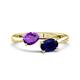 1 - Afra 1.55 ctw Amethyst Pear Shape (7x5 mm) & Blue Sapphire Oval Shape (7x5 mm) Toi Et Moi Engagement Ring 