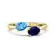 1 - Afra 1.75 ctw Blue Topaz Pear Shape (7x5 mm) & Blue Sapphire Oval Shape (7x5 mm) Toi Et Moi Engagement Ring 