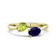 1 - Afra 1.70 ctw Peridot Pear Shape (7x5 mm) & Blue Sapphire Oval Shape (7x5 mm) Toi Et Moi Engagement Ring 