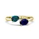 1 - Afra 1.75 ctw London Blue Topaz Pear Shape (7x5 mm) & Blue Sapphire Oval Shape (7x5 mm) Toi Et Moi Engagement Ring 