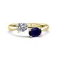 1 - Afra 1.75 ctw Moissanite Pear Shape (7x5 mm) & Blue Sapphire Oval Shape (7x5 mm) Toi Et Moi Engagement Ring 