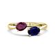 1 - Afra 1.80 ctw Rhodolite Garnet Pear Shape (7x5 mm) & Blue Sapphire Oval Shape (7x5 mm) Toi Et Moi Engagement Ring 
