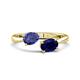1 - Afra 1.50 ctw Iolite Pear Shape (7x5 mm) & Blue Sapphire Oval Shape (7x5 mm) Toi Et Moi Engagement Ring 