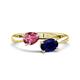 1 - Afra 1.60 ctw Pink Tourmaline Pear Shape (7x5 mm) & Blue Sapphire Oval Shape (7x5 mm) Toi Et Moi Engagement Ring 