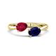 1 - Afra 1.85 ctw Ruby Pear Shape (7x5 mm) & Blue Sapphire Oval Shape (7x5 mm) Toi Et Moi Engagement Ring 