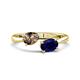 1 - Afra 1.55 ctw Smoky Quartz Pear Shape (7x5 mm) & Blue Sapphire Oval Shape (7x5 mm) Toi Et Moi Engagement Ring 