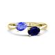 1 - Afra 1.65 ctw Tanzanite Pear Shape (7x5 mm) & Blue Sapphire Oval Shape (7x5 mm) Toi Et Moi Engagement Ring 