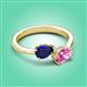 3 - Afra 1.90 ctw Blue Sapphire Pear Shape (7x5 mm) & Pink Sapphire Oval Shape (7x5 mm) Toi Et Moi Engagement Ring 