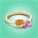 3 - Afra 1.65 ctw Citrine Pear Shape (7x5 mm) & Pink Sapphire Oval Shape (7x5 mm) Toi Et Moi Engagement Ring 