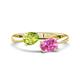 1 - Afra 1.80 ctw Peridot Pear Shape (7x5 mm) & Pink Sapphire Oval Shape (7x5 mm) Toi Et Moi Engagement Ring 