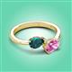 3 - Afra 1.85 ctw London Blue Topaz Pear Shape (7x5 mm) & Pink Sapphire Oval Shape (7x5 mm) Toi Et Moi Engagement Ring 
