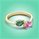 3 - Afra 1.86 ctw Lab Created Alexandrite Pear Shape (7x5 mm) & Pink Sapphire Oval Shape (7x5 mm) Toi Et Moi Engagement Ring 