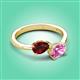 3 - Afra 1.90 ctw Red Garnet Pear Shape (7x5 mm) & Pink Sapphire Oval Shape (7x5 mm) Toi Et Moi Engagement Ring 