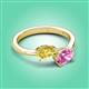 3 - Afra 1.90 ctw Yellow Sapphire Pear Shape (7x5 mm) & Pink Sapphire Oval Shape (7x5 mm) Toi Et Moi Engagement Ring 