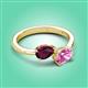 3 - Afra 1.90 ctw Rhodolite Garnet Pear Shape (7x5 mm) & Pink Sapphire Oval Shape (7x5 mm) Toi Et Moi Engagement Ring 