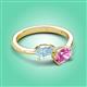 3 - Afra 1.60 ctw Aquamarine Pear Shape (7x5 mm) & Pink Sapphire Oval Shape (7x5 mm) Toi Et Moi Engagement Ring 