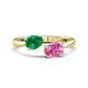 1 - Afra 1.80 ctw Emerald Pear Shape (7x5 mm) & Pink Sapphire Oval Shape (7x5 mm) Toi Et Moi Engagement Ring 