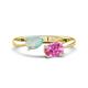 1 - Afra 1.35 ctw Opal Pear Shape (7x5 mm) & Pink Sapphire Oval Shape (7x5 mm) Toi Et Moi Engagement Ring 