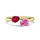 1 - Afra 1.95 ctw Ruby Pear Shape (7x5 mm) & Pink Sapphire Oval Shape (7x5 mm) Toi Et Moi Engagement Ring 