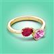 3 - Afra 1.95 ctw Ruby Pear Shape (7x5 mm) & Pink Sapphire Oval Shape (7x5 mm) Toi Et Moi Engagement Ring 