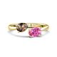 1 - Afra 1.65 ctw Smoky Quartz Pear Shape (7x5 mm) & Pink Sapphire Oval Shape (7x5 mm) Toi Et Moi Engagement Ring 