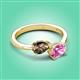 3 - Afra 1.65 ctw Smoky Quartz Pear Shape (7x5 mm) & Pink Sapphire Oval Shape (7x5 mm) Toi Et Moi Engagement Ring 