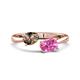 1 - Afra 1.65 ctw Smoky Quartz Pear Shape (7x5 mm) & Pink Sapphire Oval Shape (7x5 mm) Toi Et Moi Engagement Ring 