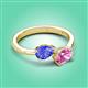 3 - Afra 1.75 ctw Tanzanite Pear Shape (7x5 mm) & Pink Sapphire Oval Shape (7x5 mm) Toi Et Moi Engagement Ring 