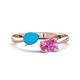 1 - Afra 1.35 ctw Turquoise Pear Shape (7x5 mm) & Pink Sapphire Oval Shape (7x5 mm) Toi Et Moi Engagement Ring 