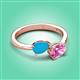 3 - Afra 1.35 ctw Turquoise Pear Shape (7x5 mm) & Pink Sapphire Oval Shape (7x5 mm) Toi Et Moi Engagement Ring 