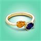 3 - Afra 1.55 ctw Citrine Pear Shape (7x5 mm) & Blue Sapphire Oval Shape (7x5 mm) Toi Et Moi Engagement Ring 