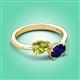 3 - Afra 1.70 ctw Peridot Pear Shape (7x5 mm) & Blue Sapphire Oval Shape (7x5 mm) Toi Et Moi Engagement Ring 