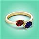 3 - Afra 1.80 ctw Red Garnet Pear Shape (7x5 mm) & Blue Sapphire Oval Shape (7x5 mm) Toi Et Moi Engagement Ring 