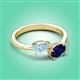 3 - Afra 1.50 ctw Aquamarine Pear Shape (7x5 mm) & Blue Sapphire Oval Shape (7x5 mm) Toi Et Moi Engagement Ring 