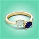 3 - Afra 1.25 ctw Opal Pear Shape (7x5 mm) & Blue Sapphire Oval Shape (7x5 mm) Toi Et Moi Engagement Ring 