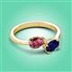 3 - Afra 1.60 ctw Pink Tourmaline Pear Shape (7x5 mm) & Blue Sapphire Oval Shape (7x5 mm) Toi Et Moi Engagement Ring 