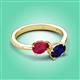 3 - Afra 1.85 ctw Ruby Pear Shape (7x5 mm) & Blue Sapphire Oval Shape (7x5 mm) Toi Et Moi Engagement Ring 