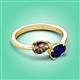 3 - Afra 1.55 ctw Smoky Quartz Pear Shape (7x5 mm) & Blue Sapphire Oval Shape (7x5 mm) Toi Et Moi Engagement Ring 
