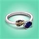 3 - Afra 1.55 ctw Smoky Quartz Pear Shape (7x5 mm) & Blue Sapphire Oval Shape (7x5 mm) Toi Et Moi Engagement Ring 