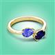 3 - Afra 1.65 ctw Tanzanite Pear Shape (7x5 mm) & Blue Sapphire Oval Shape (7x5 mm) Toi Et Moi Engagement Ring 