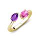 4 - Afra 1.65 ctw Amethyst Pear Shape (7x5 mm) & Pink Sapphire Oval Shape (7x5 mm) Toi Et Moi Engagement Ring 