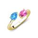 4 - Afra 1.85 ctw Blue Topaz Pear Shape (7x5 mm) & Pink Sapphire Oval Shape (7x5 mm) Toi Et Moi Engagement Ring 