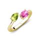 4 - Afra 1.80 ctw Peridot Pear Shape (7x5 mm) & Pink Sapphire Oval Shape (7x5 mm) Toi Et Moi Engagement Ring 