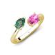 4 - Afra 1.86 ctw Lab Created Alexandrite Pear Shape (7x5 mm) & Pink Sapphire Oval Shape (7x5 mm) Toi Et Moi Engagement Ring 